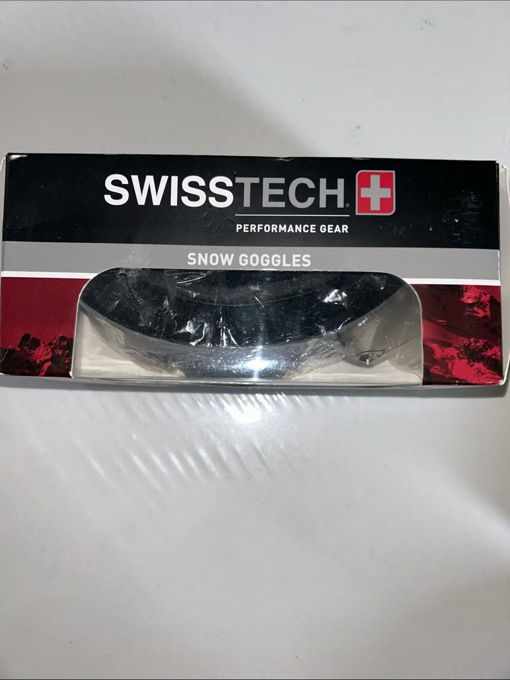 NIB Swiss Tech Snow Goggles in Black and Red Packaging